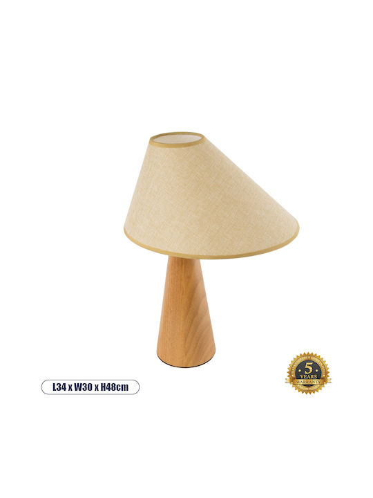 GloboStar Kauai Wood Table Lamp for Socket E27 with Beige Shade and Base