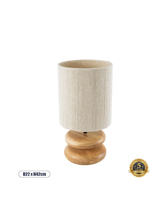 GloboStar Tuvalu Wood Table Lamp for Socket E27 with Beige Shade and Base