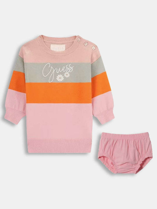 Guess Kids Dress Sets Striped Long Sleeve Pink