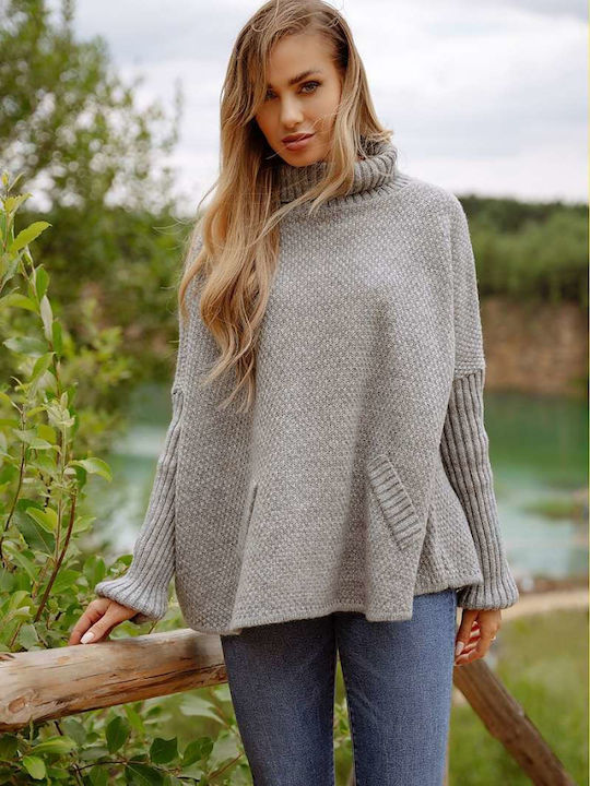 Lemoniade Women's Long Sleeve Sweater Turtleneck Grey