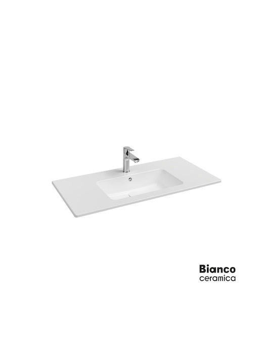 Bianco Ceramica Flat Pe blat Lavoar Porțelan 101.5x46.5cm Alb