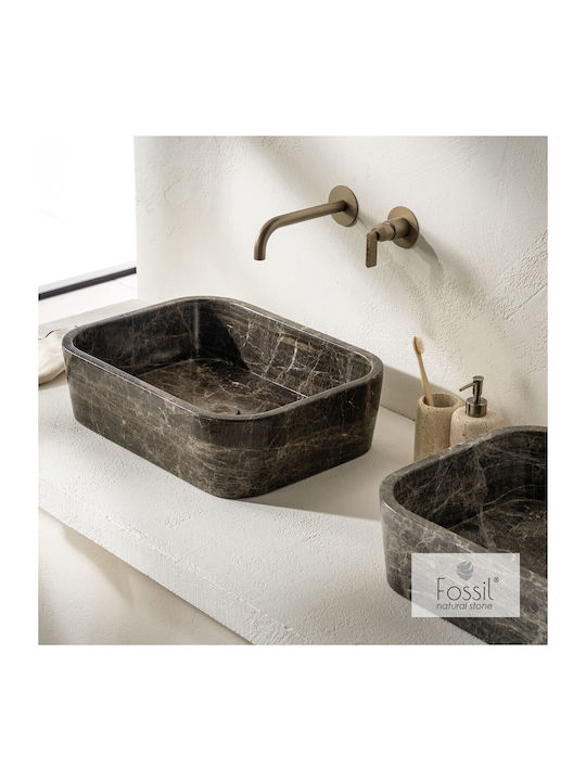 Fossil Vessel Sink marble 60x38cm Emperador Dark