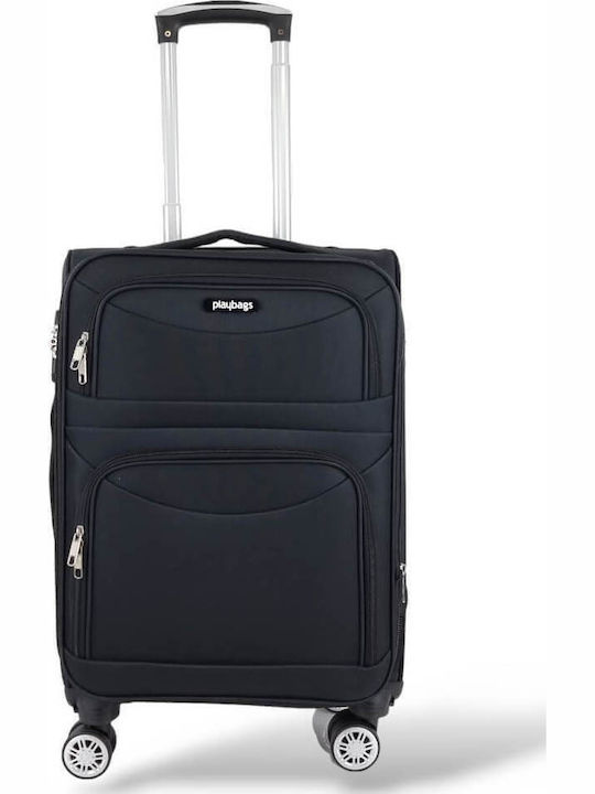 Playbags Cabin Fabric Black Suitcase With 4 Wheels