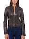 Pasiphae Leather Women's Biker Jacket Brown