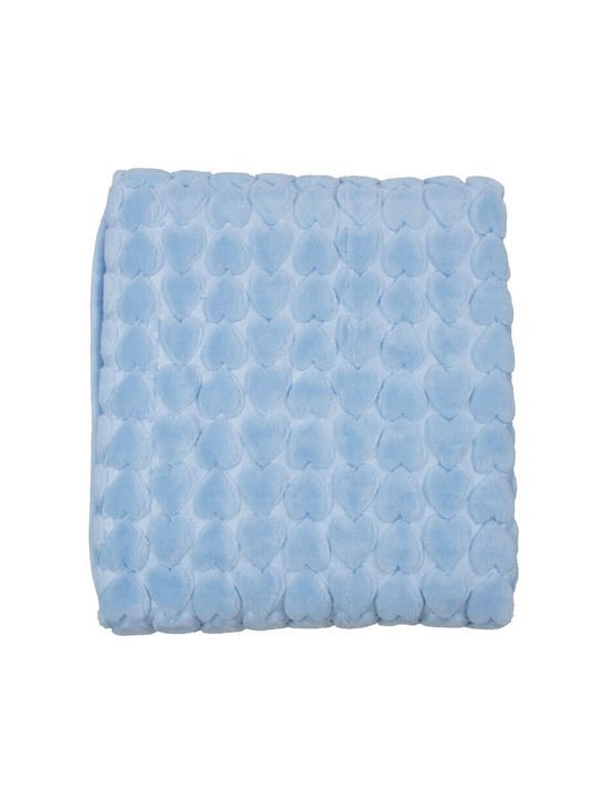 Kamtex Baby Blanket Cot Velvet Light Blue 115x1...
