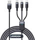 Joyroom S-1t3018a18 Braided / LED USB to Lightning / Type-C / micro USB 0.3m 2.4A Cable