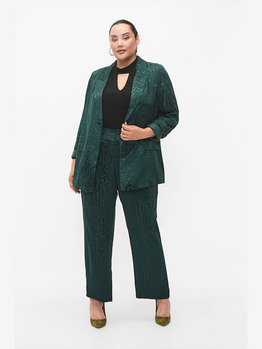 Happy Sizes Pantaloni de damă De material textil Pantaloni Dark green