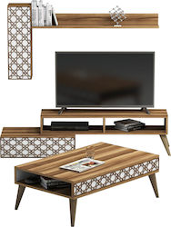 HomeMarkt Σετ Σαλονιού 4τμχ Καρυδί - Λευκό HM11850.03