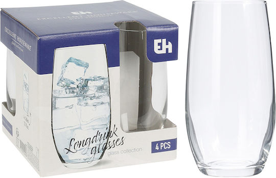 Excellent Houseware Σετ Ποτήρια Νερού από Γυαλί 360ml 4τμχ