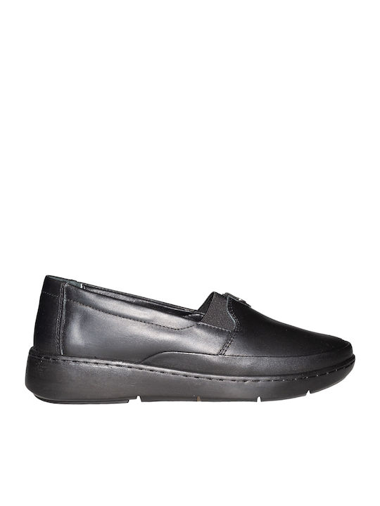 Leather Women's Moccasins in Black Color