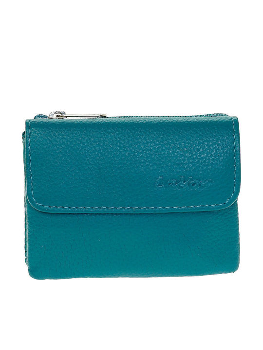 Small Leather Women's Wallet Coins with RFID Turquoise