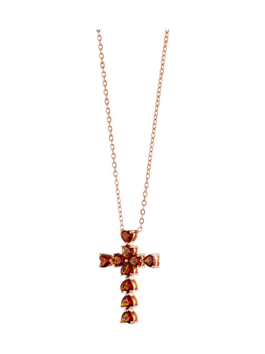 Loisir Damen Rosé Vergoldet Kreuz mit Kette Hearts