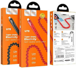 Hoco U78 Cotton Treasure USB-A to Lightning Cable Κόκκινο 1.2m (HC-U78LRD)