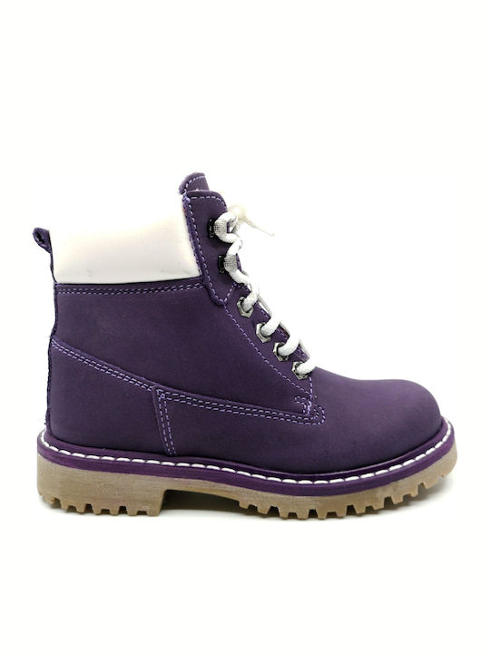 Leather Kids Boots Purple