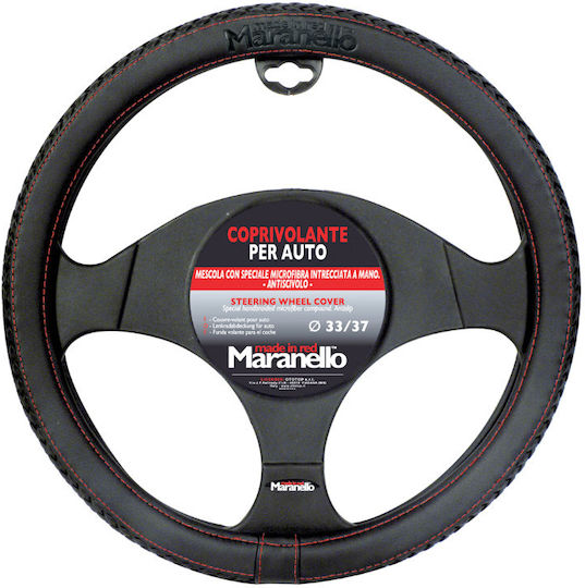 Maranello Car Steering Wheel Cover with Diameter 33-37cm Microfiber Black