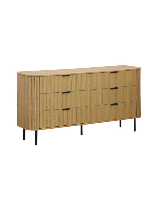 Eventful Wooden Chest of Drawers with 6 Drawers Natural 153x46x81cm