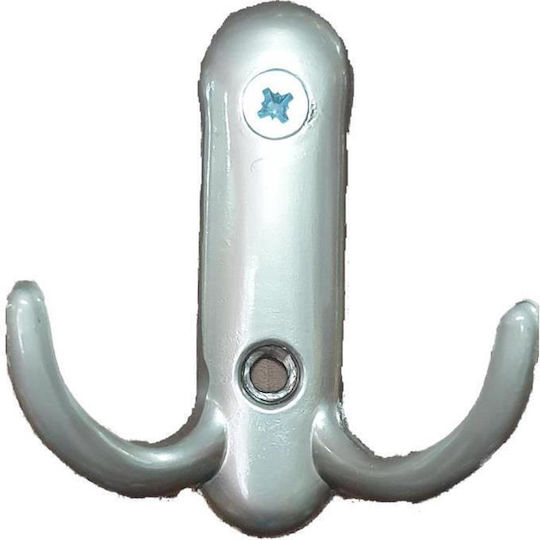 Wall Hanger Metal Silver 2 Hooks K.00781 6.5x2.5cm