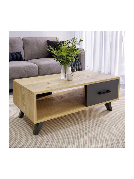 Gilbert Rectangular Wooden Coffee Table Sapphire Oak / Charcoal L90xW45xH35cm