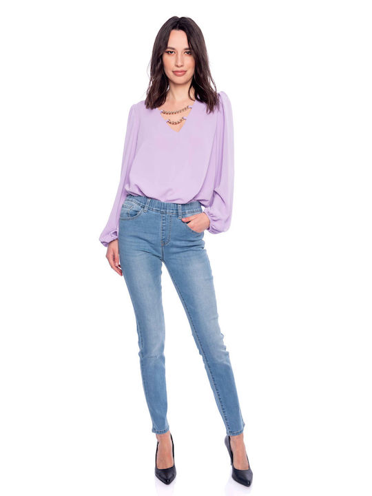 E-shopping Avenue Damen Bluse Langärmelig Purple