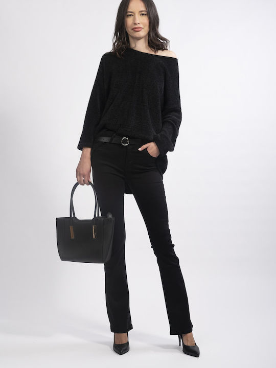 E-shopping Avenue Women's Long Sleeve Sweater Black