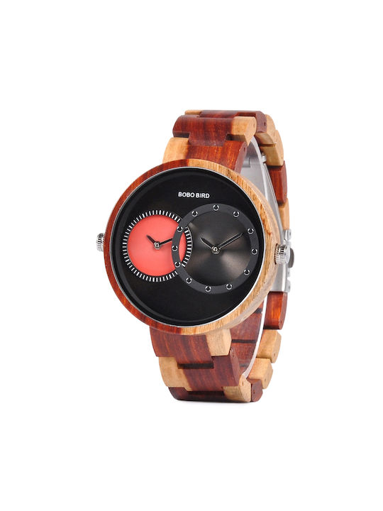 Bobo Bird Watch Battery with Brown Wooden Bracelet