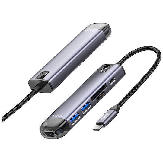 Mcdodo USB-C Докинг станция с HDMI 4K PD Сив (HU-7740)