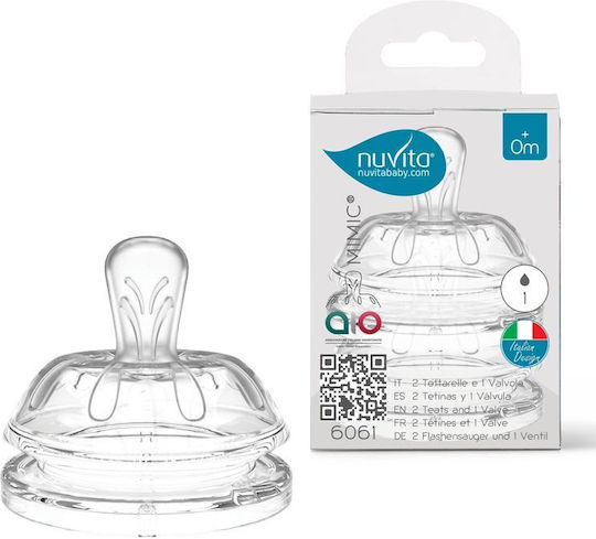 Nuvita Silicone Baby Bottle Teats Slow Flow for 0+ months 2pcs