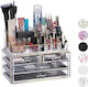 Relaxdays Relaxdays Kosmetikorganisator mit 4 Schubladen Transparent 2 Stück 24x19x13,5cm