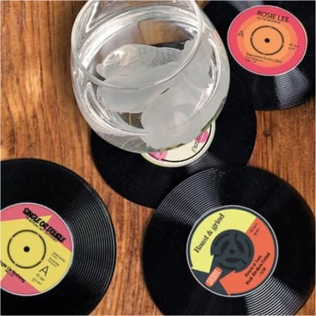 Out of the Blue Round Coaster Wooden Black 9cm 4pcs