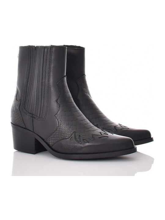 Selena Leder Stiefeletten Damen Schwarz