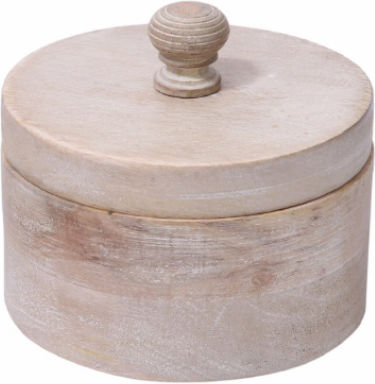 InTheBox Akan Set of 4 General Use Jars with Lid Wooden White 13x12.5cm 4 Pieces