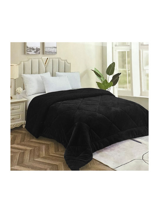 Olia Home Duvet Cover Queen 220x240cm Black Velvet-Black Metal