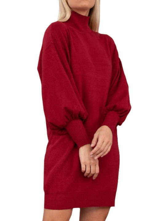 E-shopping Avenue Mini Kleid Rollkragen DEEP RED