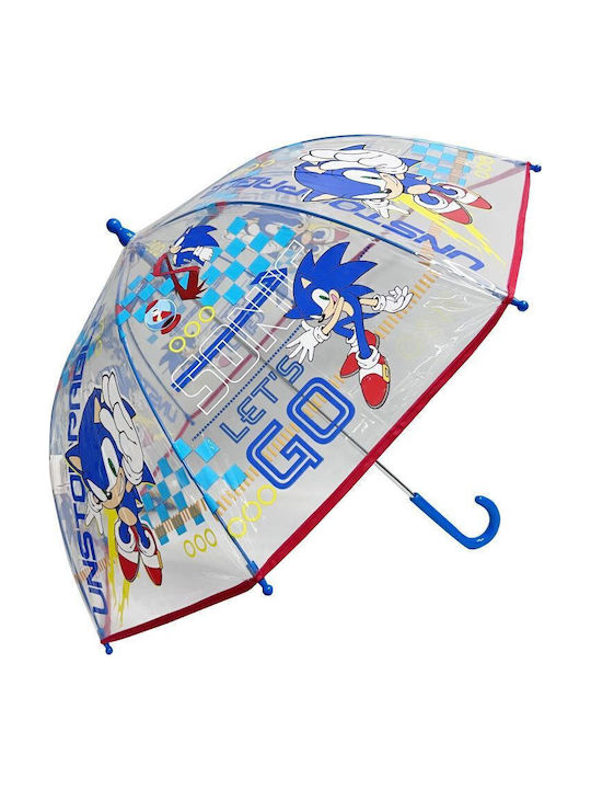 Chanos Kids Curved Handle Umbrella Sonic with Diameter 45cm Transparent