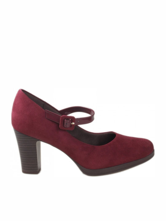 Piccadilly Anatomic Suede Burgundy Heels with Strap