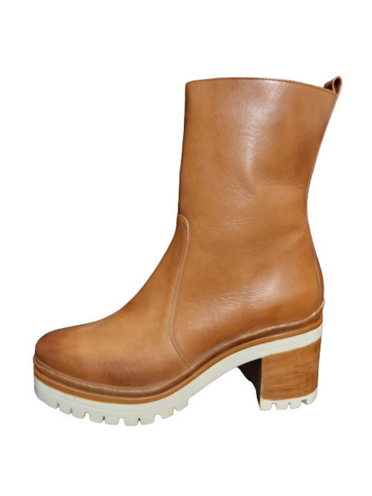 Mourtzi Leder Damen Knöchelstiefel Tabac Braun