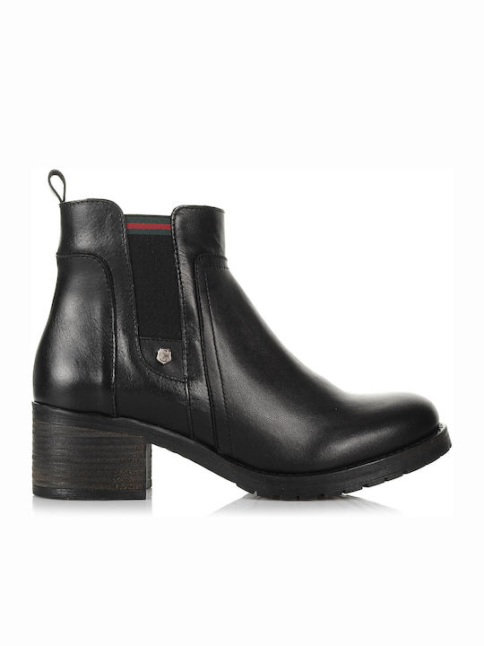 Leder Stiefeletten Damen Schwarz