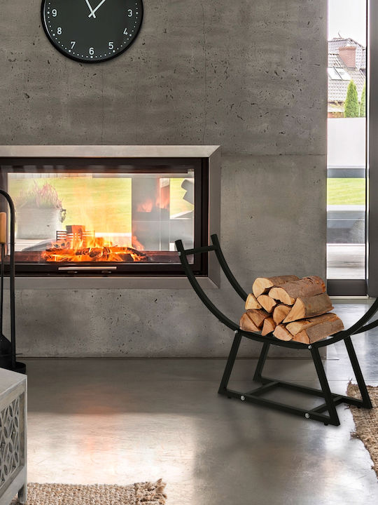 ML-Design Metalic Raft Depozitare lemne Negru
