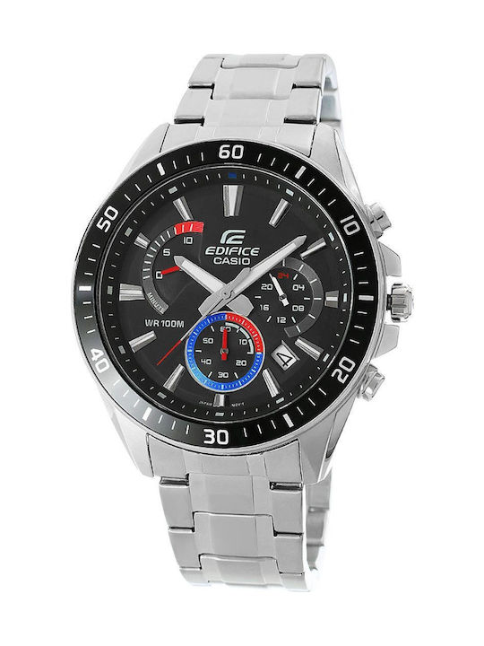 Casio Edifice Ανδρικό Ρολόι Χρονογράφος Μπαταρίας με Ασημί Μεταλλικό Μπρασελέ