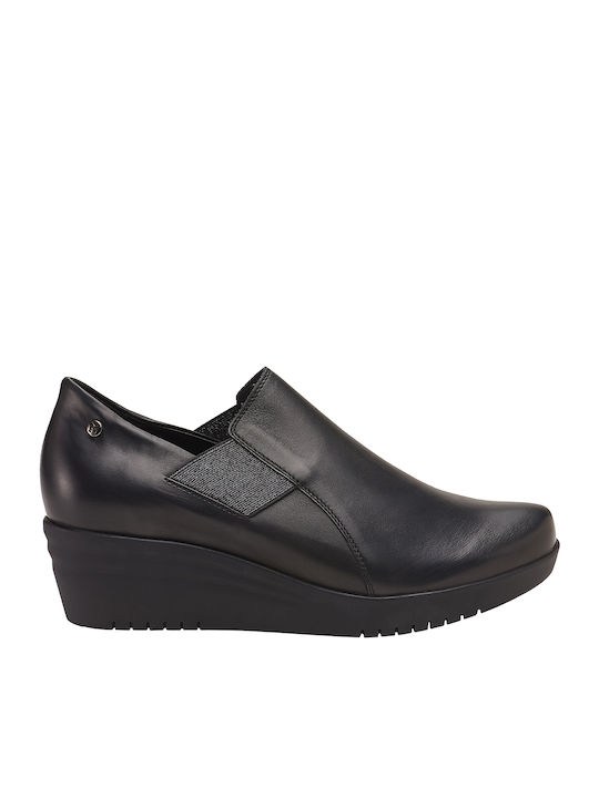 Leder Damen Mokassins in Schwarz Farbe