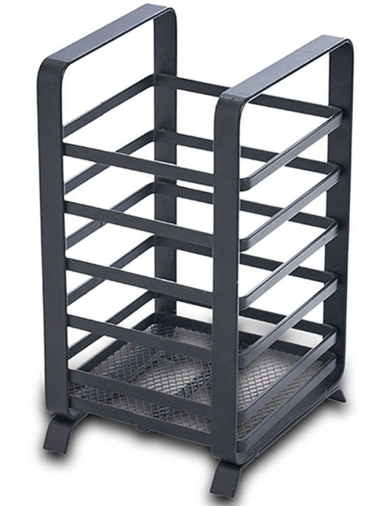 Nava Abtropfgestell für Besteck Metallisch Schwarz 10.5x9.5x18cm