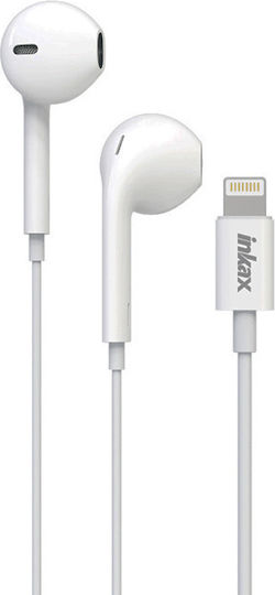 Inkax OE-01 In-ear Handsfree Ακουστικά με Βύσμα Lightning Λευκό