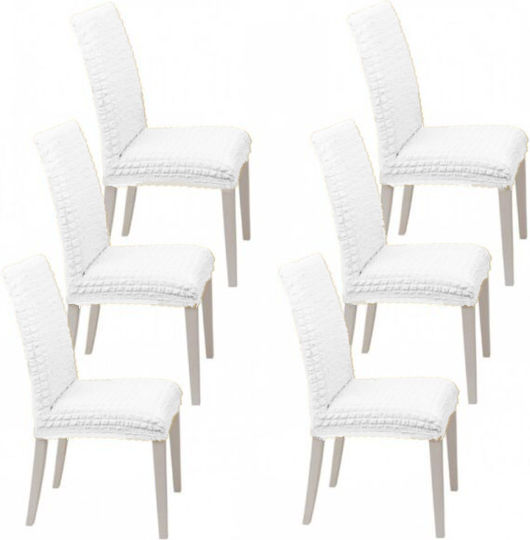 To megalo pazari Elastic Cover for Chair White 6pcs TMP-1966