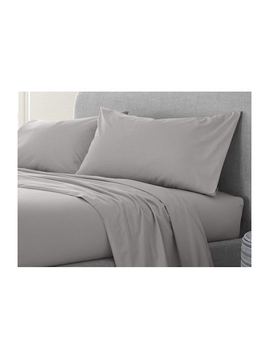 Einfarbiges Bettlaken Set für Einzelbett 160x260cm Hellgrau (3 Stück)