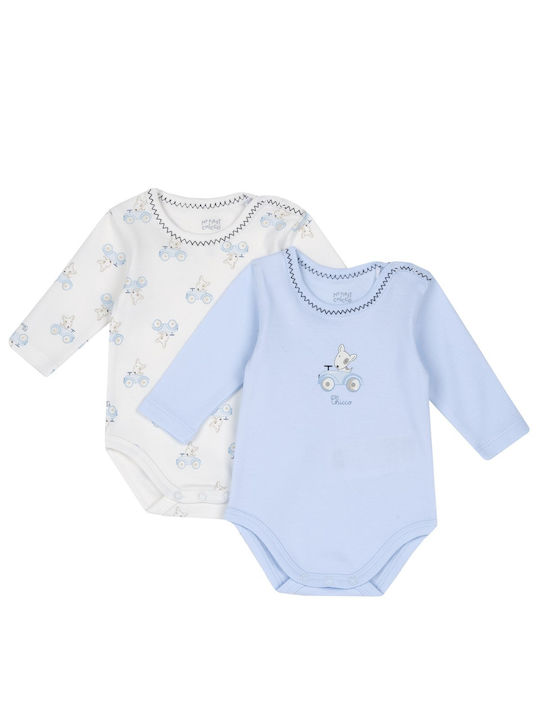 Chicco Baby Bodysuit Set Long-Sleeved White - Blue