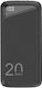 Optonica Power Bank 20000mAh με 2 Θύρες USB-A και Θύρα USB-C Μαύρο