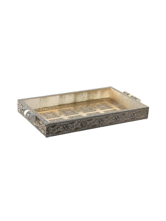 DKD Home Decor Metallic Rectangular Decorative Tray 36x22x4cm