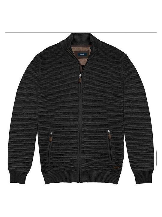 Double Men's Knitted Cardigan Black