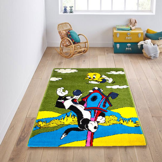 To megalo pazari Kids Synthetic Rug 80x150cm Cabbage-Yellow