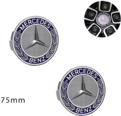 Mercedes-Benz Wheel Center Caps Mercedes Benz with 75mm Internal Diameter Black 2pcs